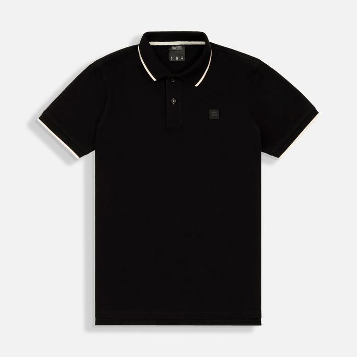 Polo Tipping Color Negro-Ivory Marfil Para Hombre