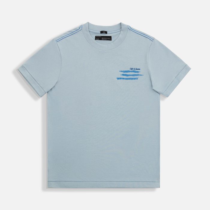 Camiseta Manga Corta Color Azul Niebla Para Hombre