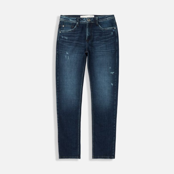 Jean Slim Color Azul Oscuro Para Hombre