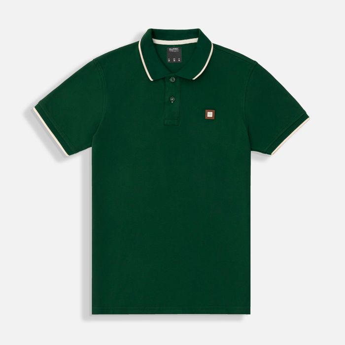 Polo Tipping Color Verde -Ivory Marfil Para Hombre