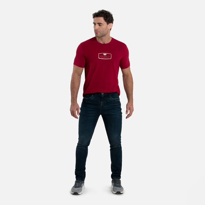 Jean Slim Color Azul Oscuro Para Hombre