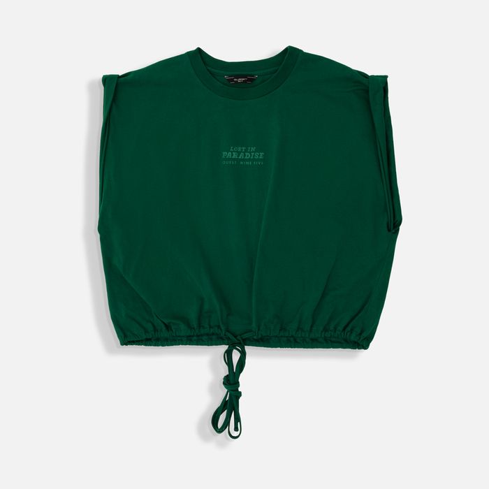 Camiseta Manga Sisa Color Verde Para Mujer