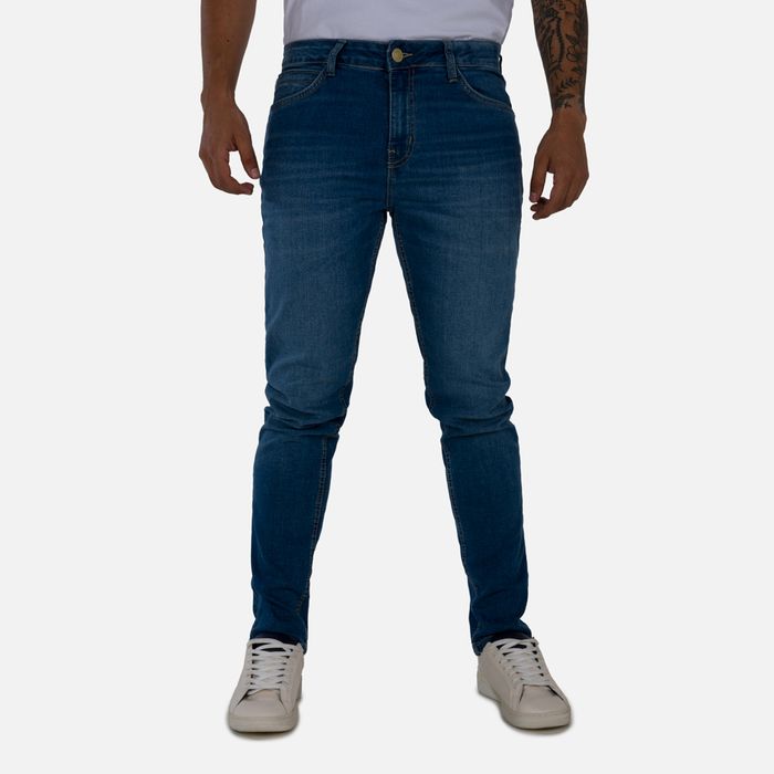 Jean Slim Color Azu Medio Claro Para Hombre