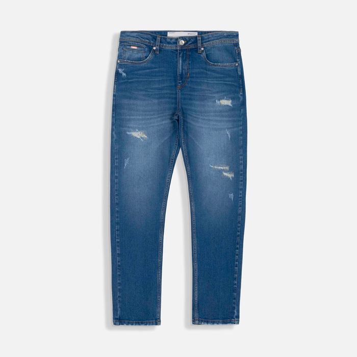 Jean Slim Color Azul Medio Para Hombre
