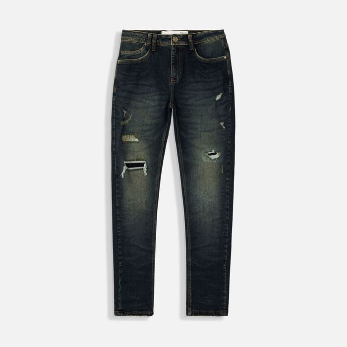Jean Slim Color Azul Oscuro Para Hombre