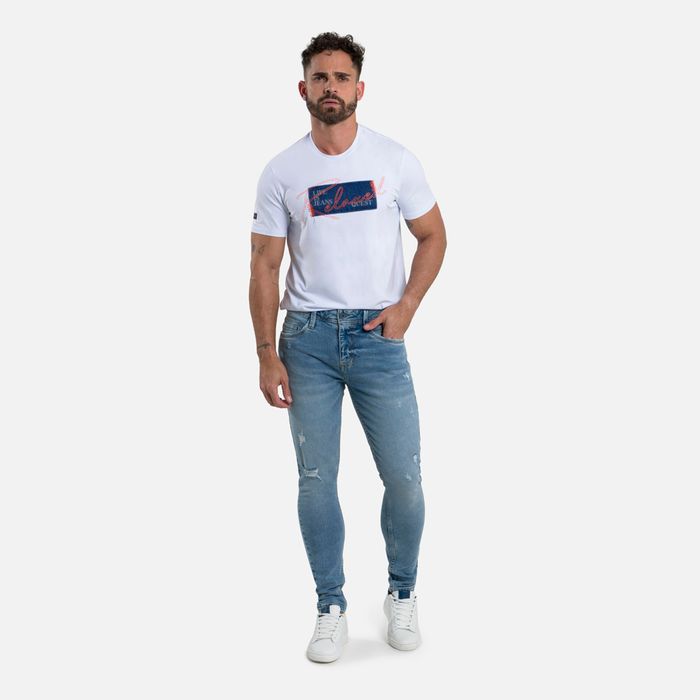 Jean Skinny Color Azul Claro Para Hombre