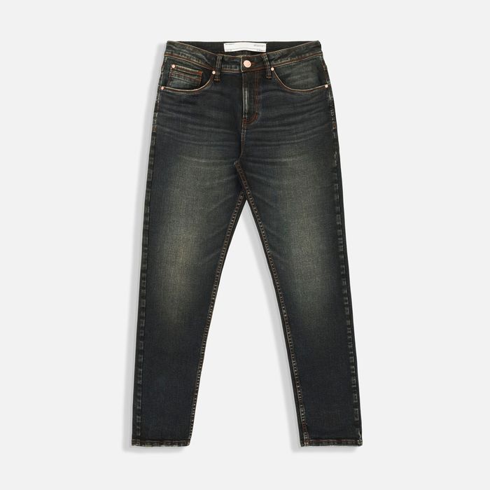 Jean Slim Color Azul Oscuro Para Hombre