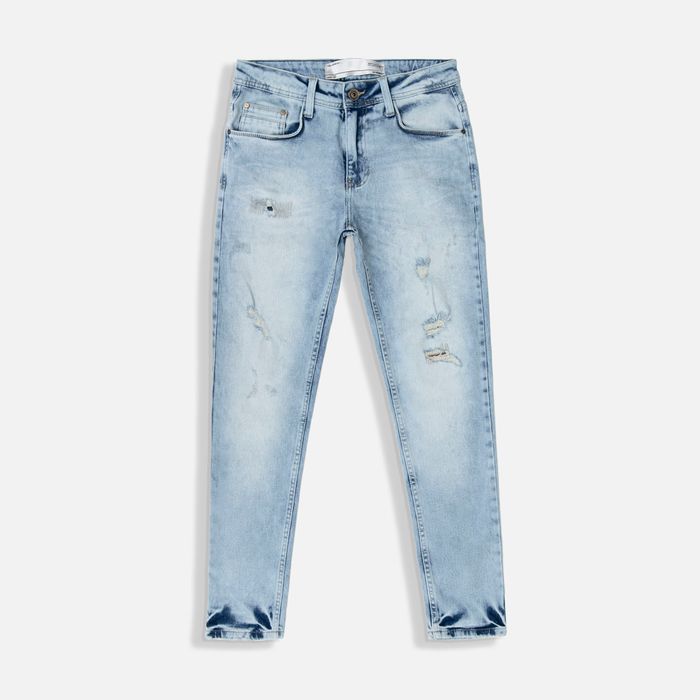 Jean Super Skinny Color Azul Medio Para Hombre