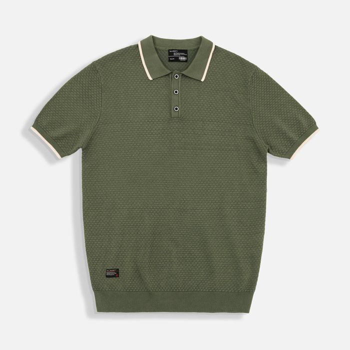 Polo Manga Corta Color Verde Oil Para Hombre