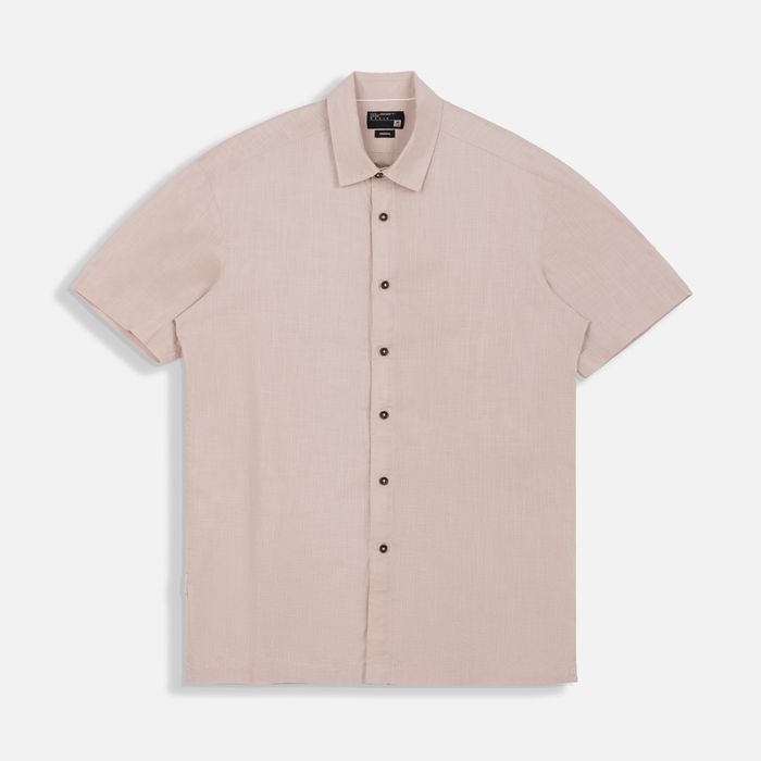 Camisa Manga Corta Color Arena Para Hombre