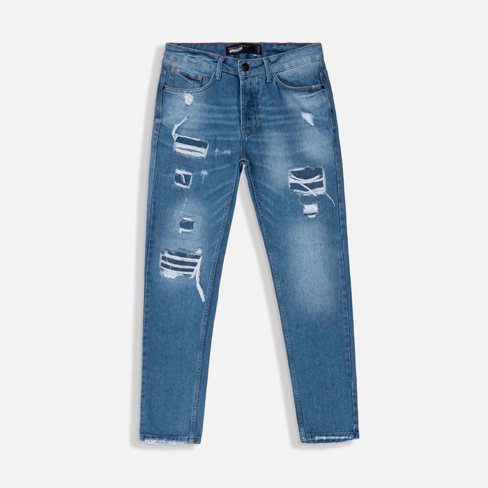 Jean Slim Color Azul Medio Para Hombre