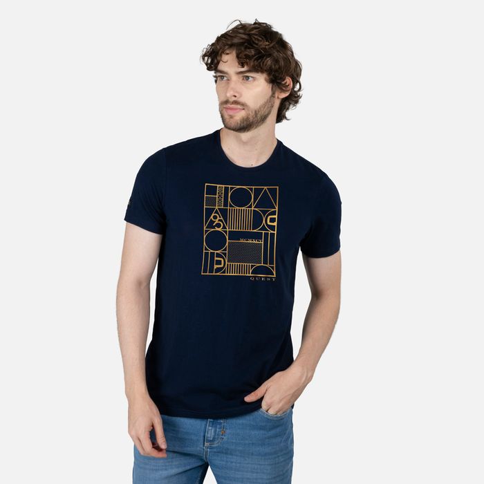 Camiseta Premium Manga Corta Color Azul Oscuro Para Hombre
