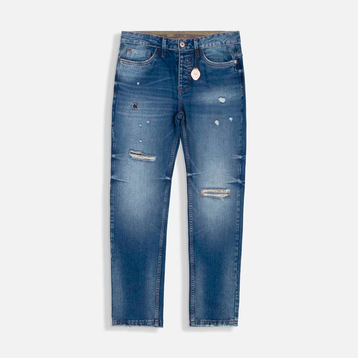 Jean Slim Color Azul Medio Para Hombre