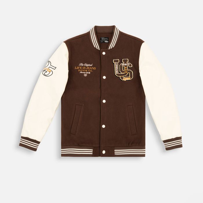 Chaqueta Bomber Color Café Para Hombre