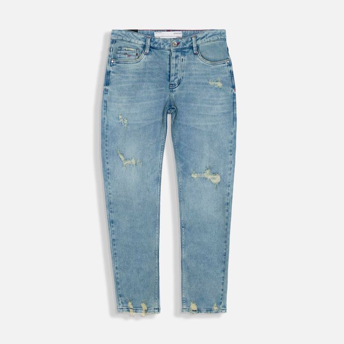 Jean Slim Color Azul Medio Para Hombre