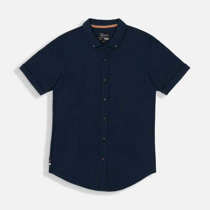 Camisa Manga Corta Color Azul Oscuro Para Hombre