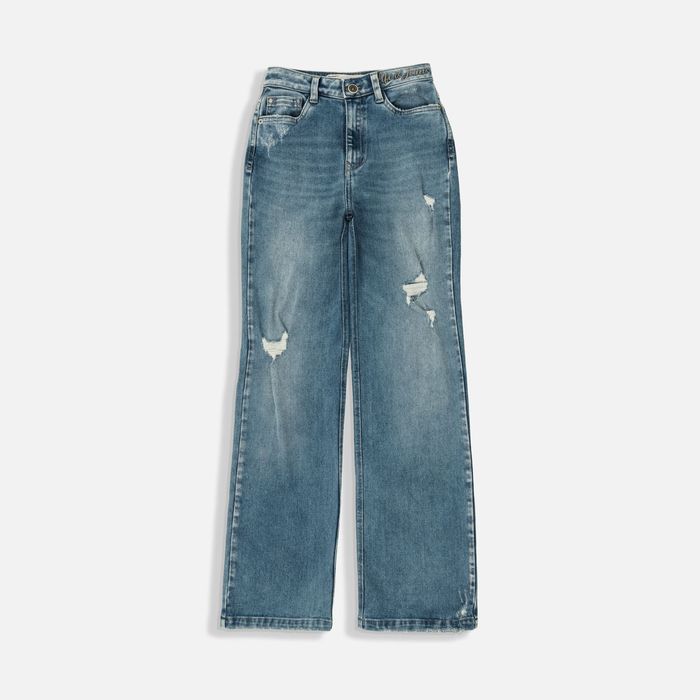 Jean Straight Color Azul Medio Para Mujer