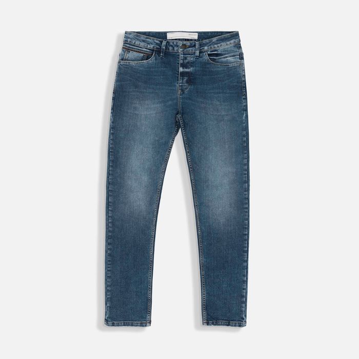 Jean Slim Color Azul Medio Para Hombre
