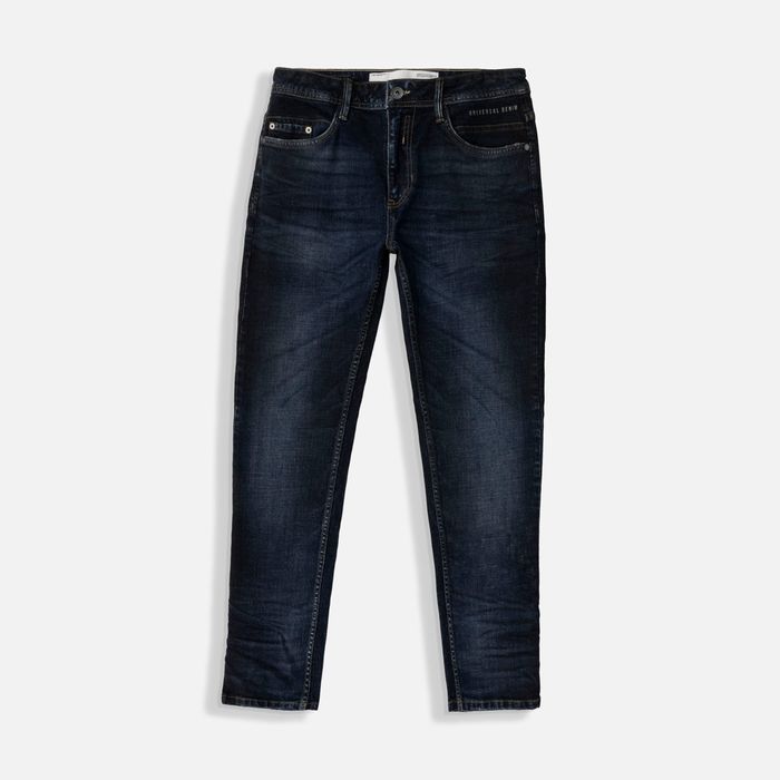 Jean Slim Color Azul Oscuro Para Hombre