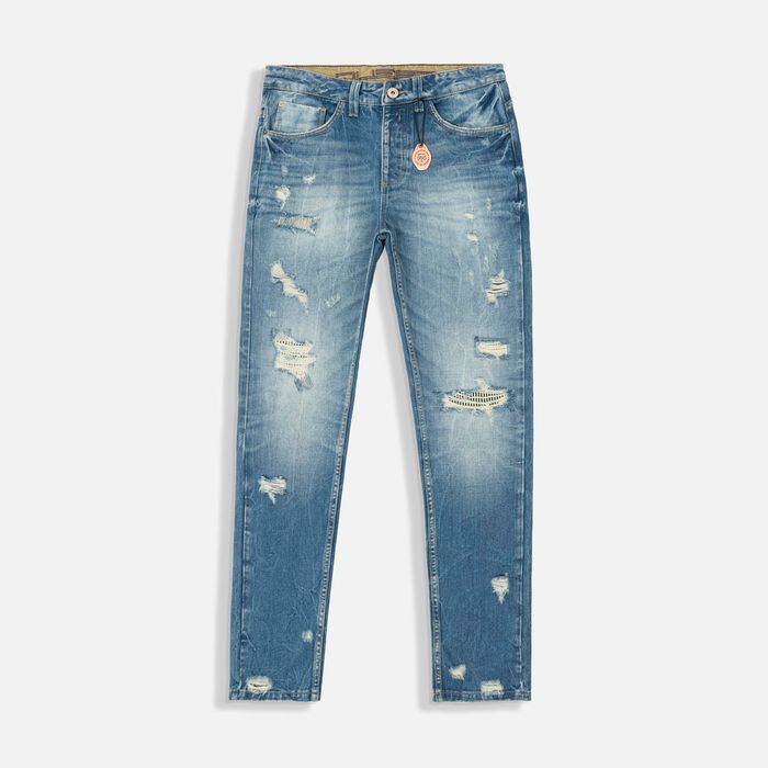 Jean Slim Color Azul Medio Para Hombre