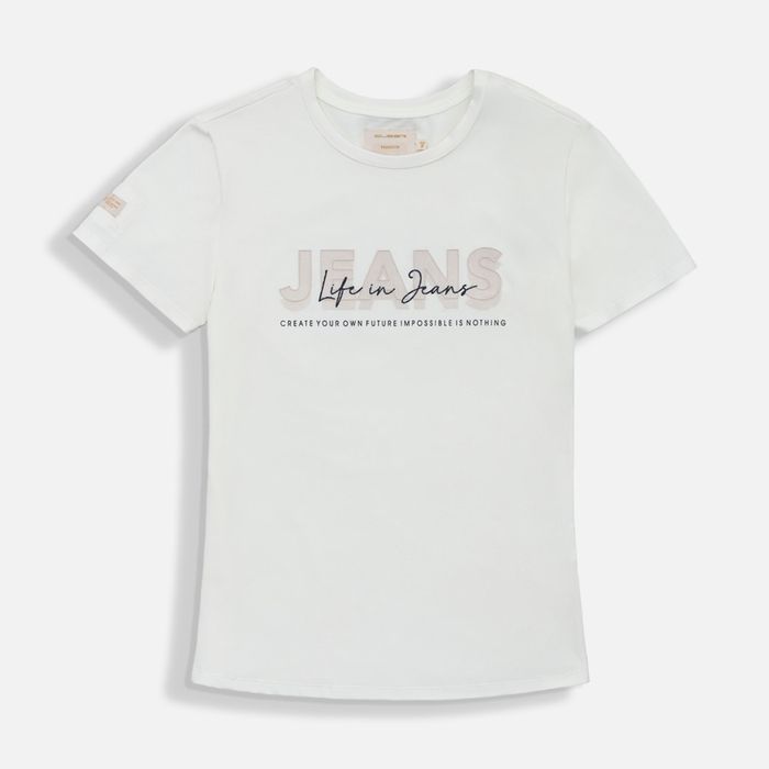 Camiseta Premium Manga Corta Color Ivory Para Mujer