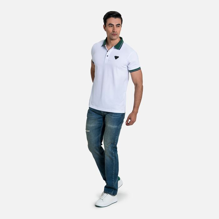Polo Manga Corta Color Blanco Para Hombre