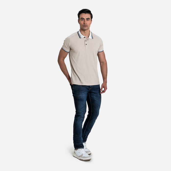 Polo Manga Corta Color Arena Para Hombre
