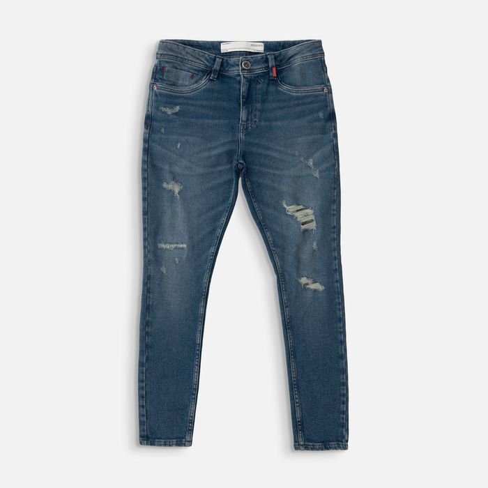 Jean Super Skinny Color Azul Medio Para Hombre