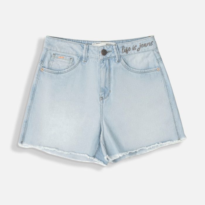 Short 5 Bolsillos Color Azul Claro Para Mujer