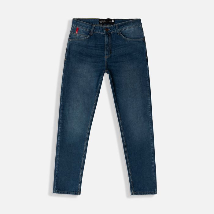 Jean Slim Color Azul Medio Medio Para Hombre