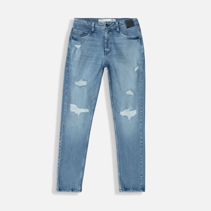 Jean Slim Color Azul Medio Para Hombre