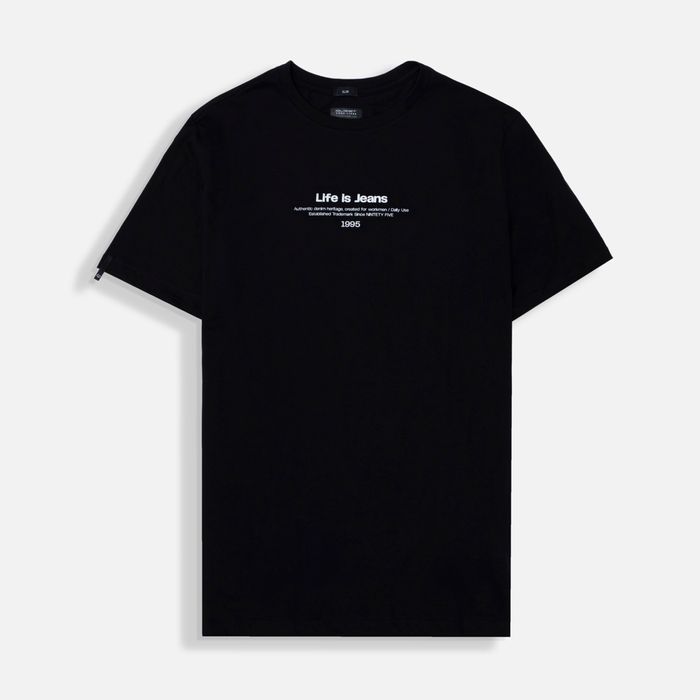 Camiseta Estampado Localizado Color Negro Para Hombre