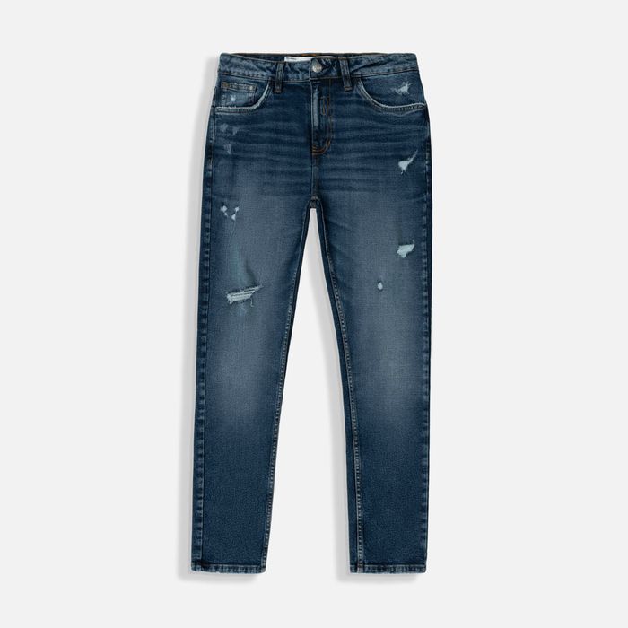 Jean Slim Color Azul Medio Para Hombre