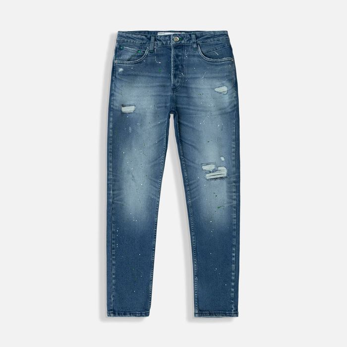 Jean Slim Color Azul Medio Para Hombre
