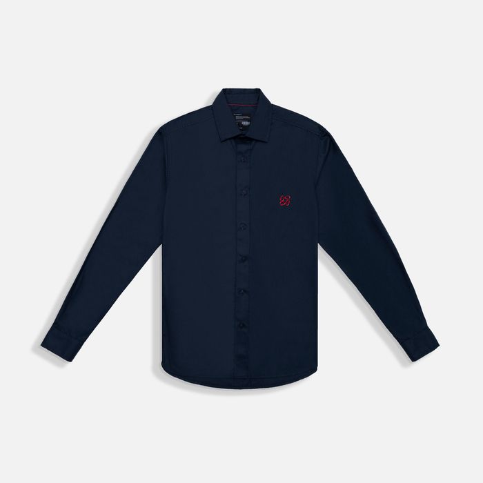 Camisa Manga Larga Color Azul Oscuro Para Hombre