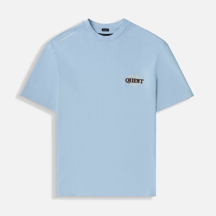 Camiseta Manga Corta Color Azul Chambray Para Hombre