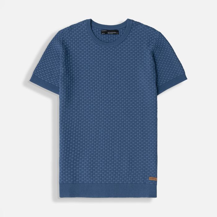 Camiseta Manga Corta Color Azul Oscuro Indigo Para Hombre