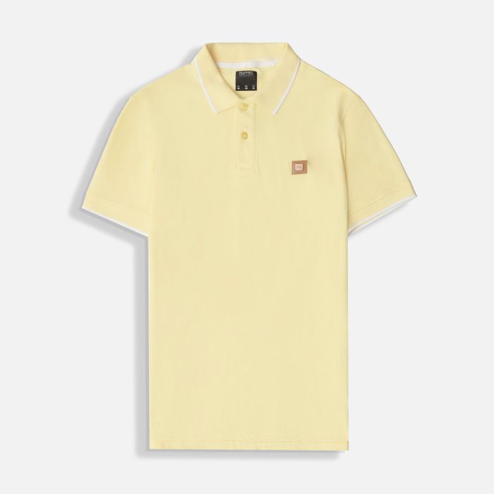 Polo Tipping Color Banana Palido-Blanco Para Hombre