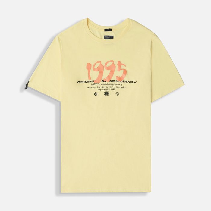 Camiseta Estampado Localizado Color Banana Palido Para Hombre