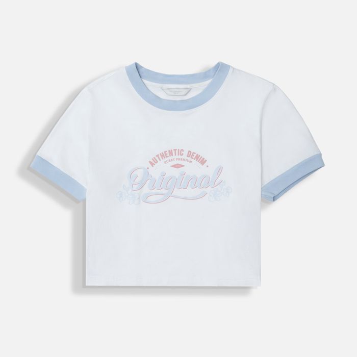 Camiseta Manga Corta Color Ivory Para Mujer