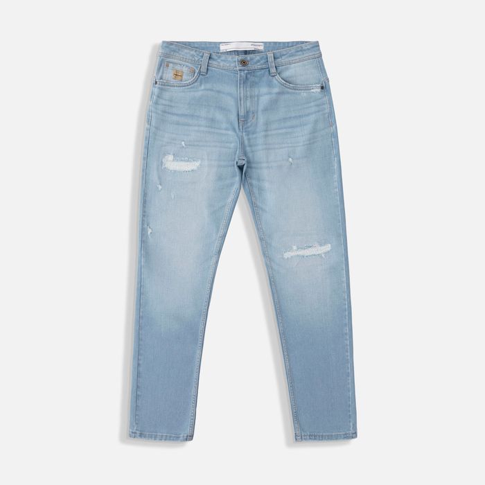 Jean Slim Color Azul Claro Para Hombre