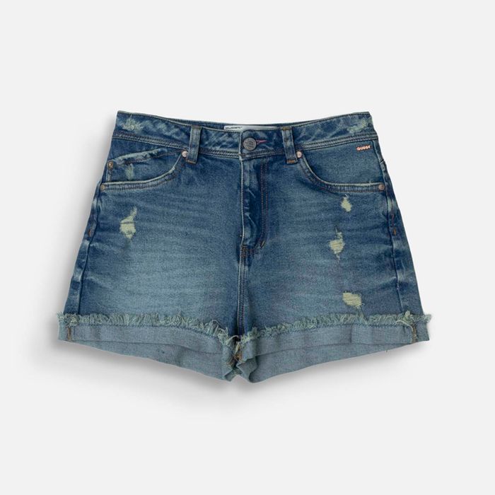Short 5 Bolsillos Color Azul Medio Para Mujer