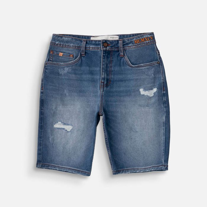 Bermuda 5 Bolsillos Color Azul Medio Para Hombre