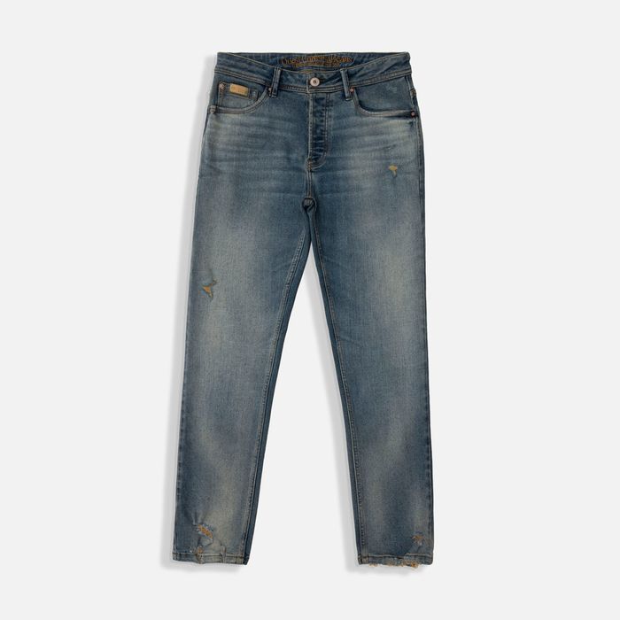 Jean Slim Color Azul Medio Para Hombre