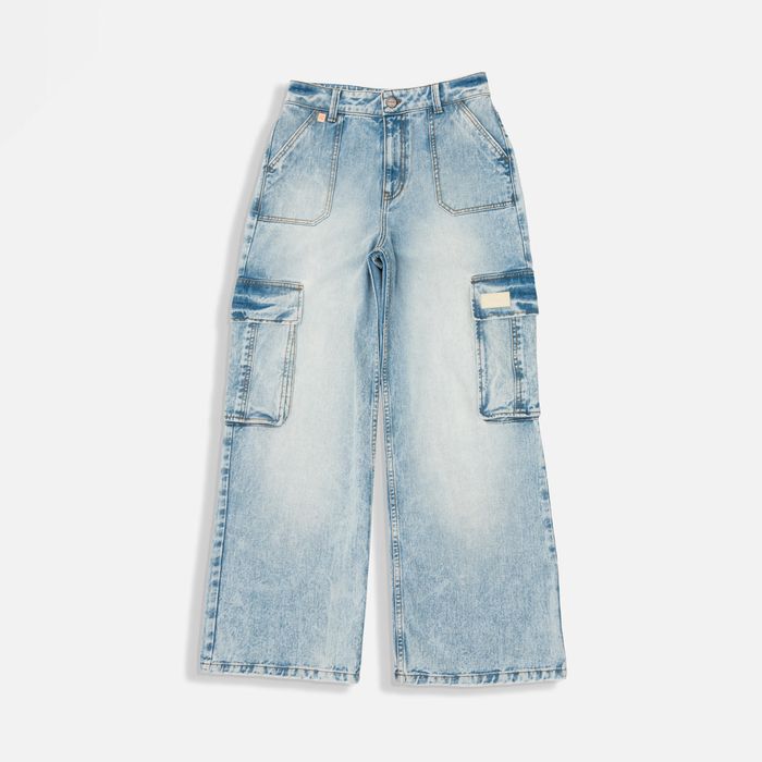 Jean Wide Color Azul Medio Para Mujer