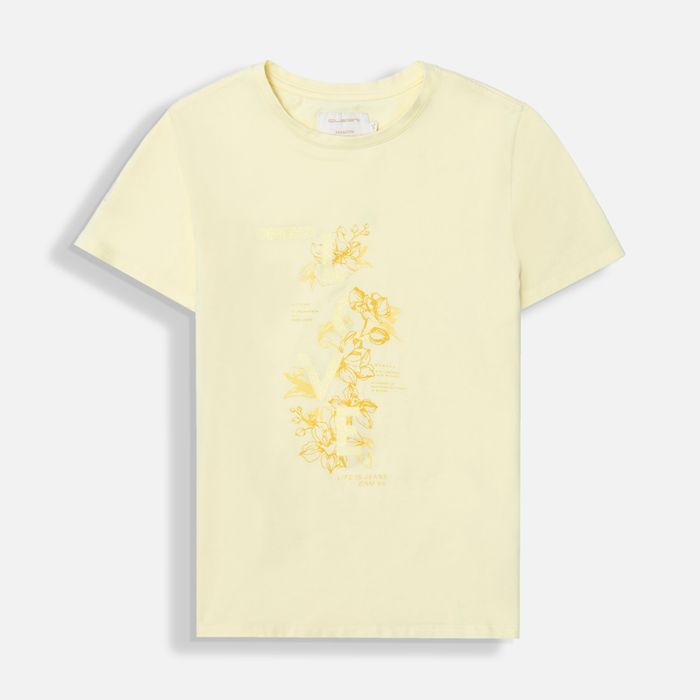 Camiseta Premium Manga Corta Color Banana Palido Para Mujer