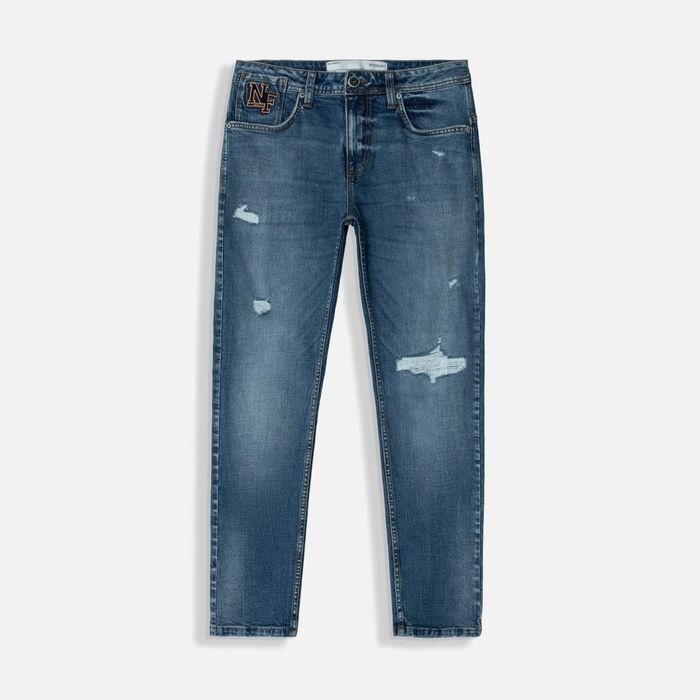Jean Slim Color Azul Medio Para Hombre