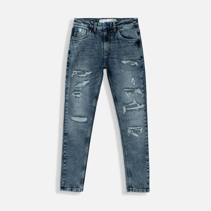 Jean Skinny Color Azul Medio Para Hombre