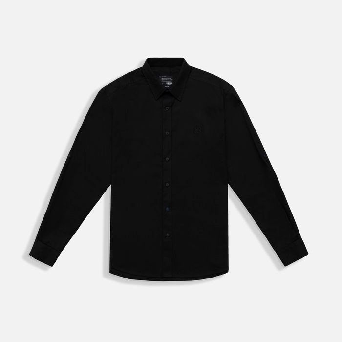 Camisa Manga Larga Color Negro Para Hombre