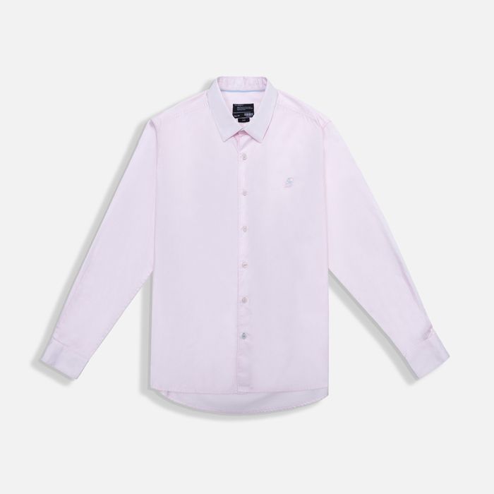 Camisa Manga Larga Color Palo De Rosa Para Hombre